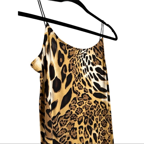 Vintage Animal Print Womens Sz Small Dress Asymmetrical Ruffle Hem Newport News - Picture 11 of 11